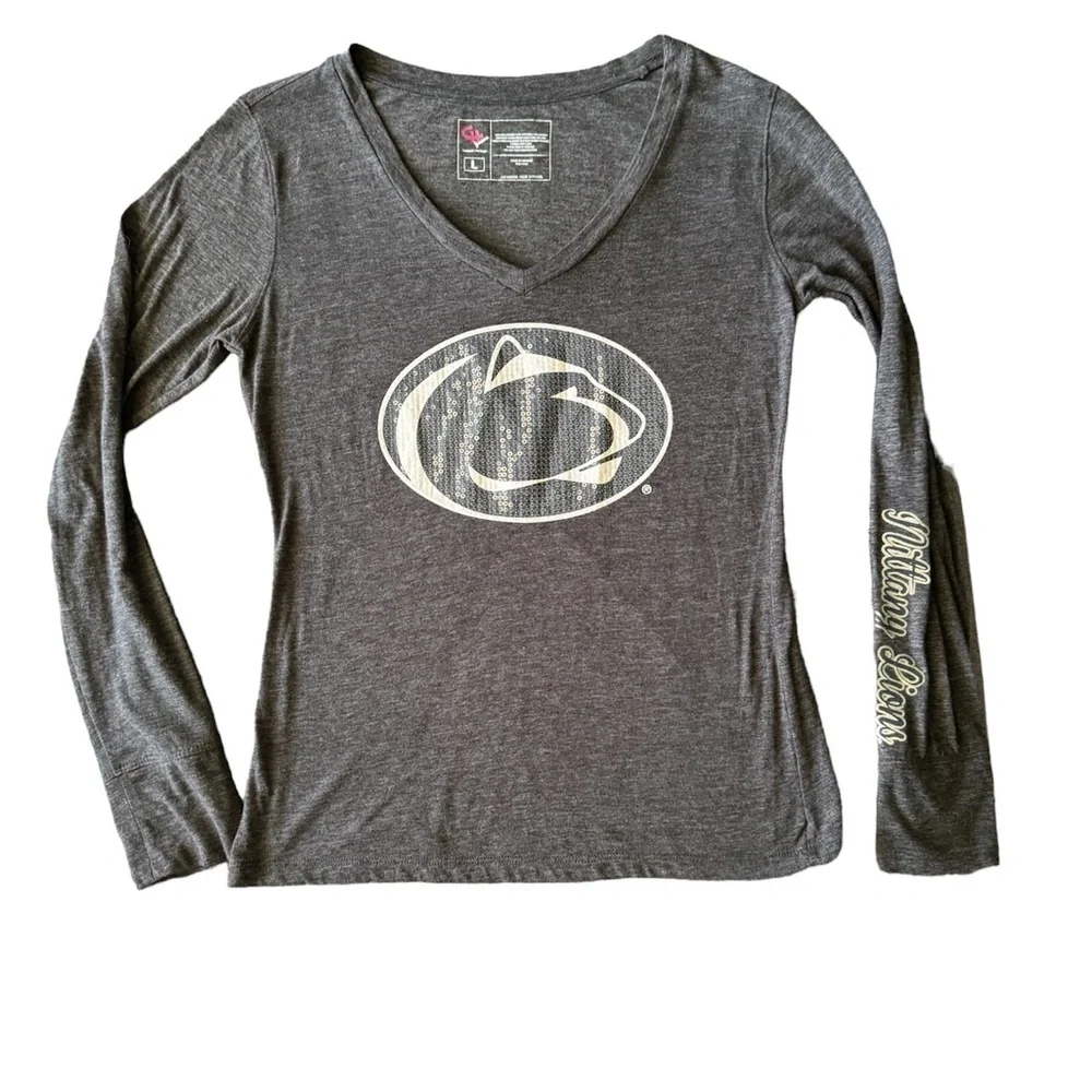 Campus Heritage Penn State women’s V-neck long sleeve t shirt Sequins Size Med